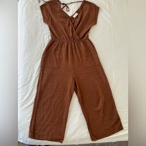 Universal Thread Brown Linen-blend Women's Jumpsuit